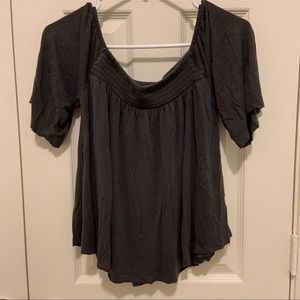 Charcoal Grey Off The Shoulder Top w/ Back Cutout